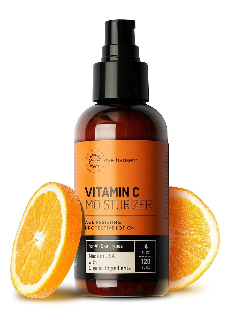 Eve Hansen Vitamin C Face Moisturizer - Lightweight Hydrating Cream with Vitamin B, Green Tea, Jojoba Oil - Cruelty-Free & Natural Ingredients - 4 oz