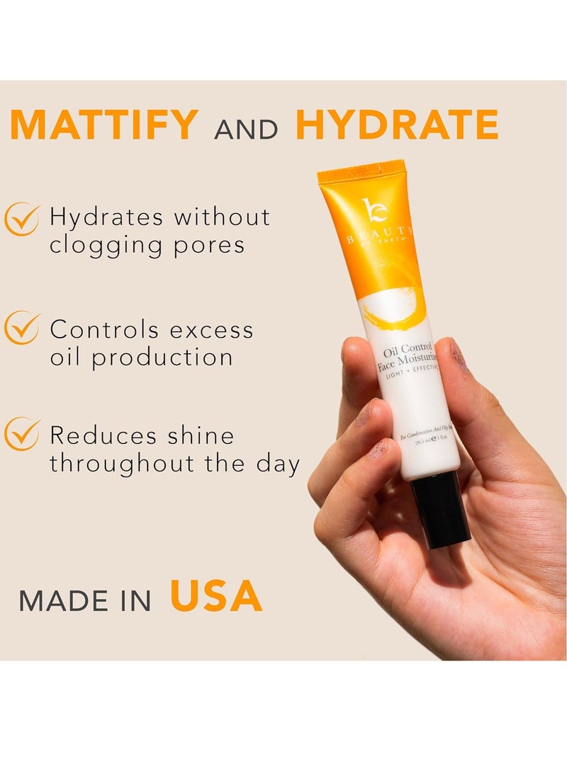 Oil Control Face Moisturizer - USA Made with Natural & Organic Ingredients, Lightweight and Mattifying Moisturizer for Oily & Acne Prone Skin, Face Cream with Niacinamide and Hyaluronic Acid