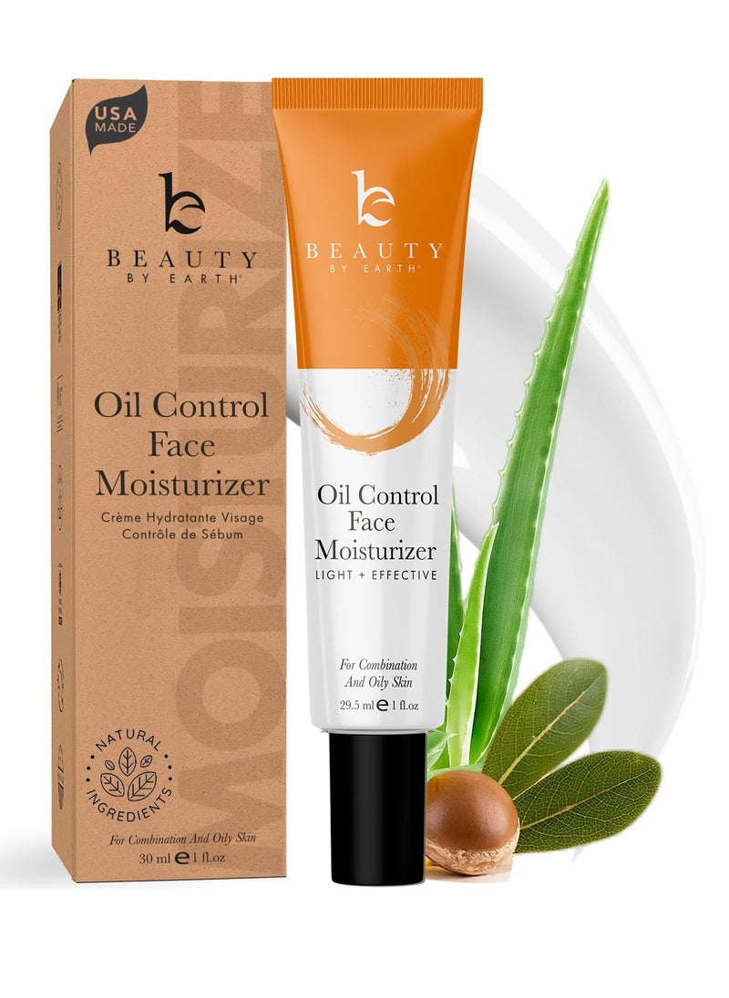 Oil Control Face Moisturizer - USA Made with Natural & Organic Ingredients, Lightweight and Mattifying Moisturizer for Oily & Acne Prone Skin, Face Cream with Niacinamide and Hyaluronic Acid