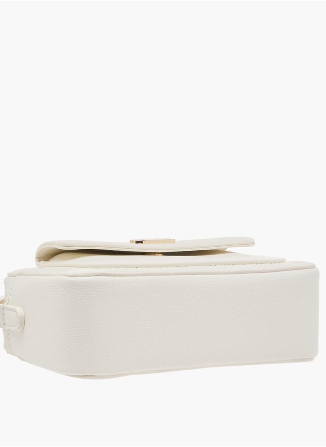 Women Monogram Embossed Crossbody Bag with Zip Closure and Adjustable Strap