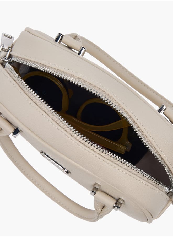 Women Textured Tote Bag with Zip Closure and Adjustable Strap