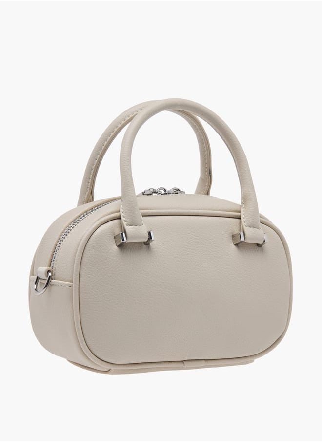 Women Textured Tote Bag with Zip Closure and Adjustable Strap