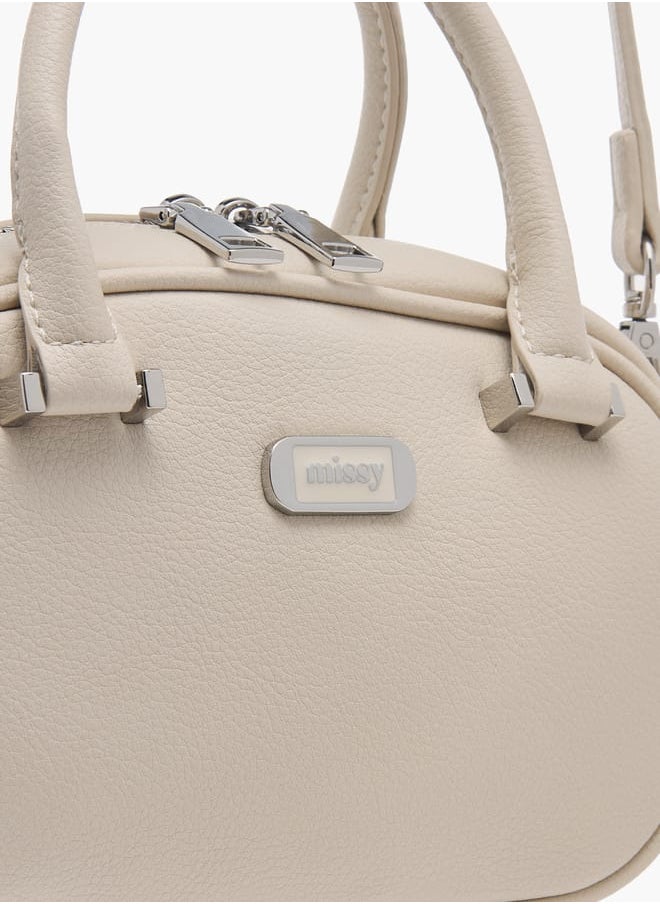Women Textured Tote Bag with Zip Closure and Adjustable Strap