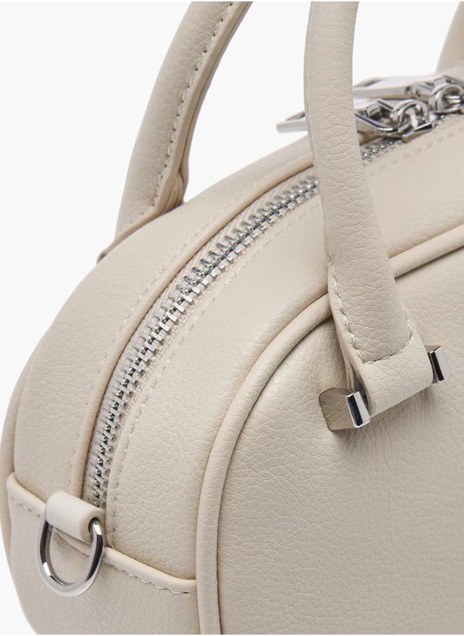 Women Textured Tote Bag with Zip Closure and Adjustable Strap