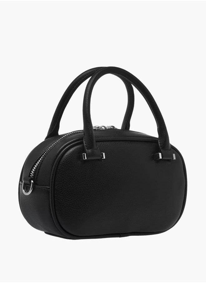 Women Textured Tote Bag with Zip Closure and Adjustable Strap