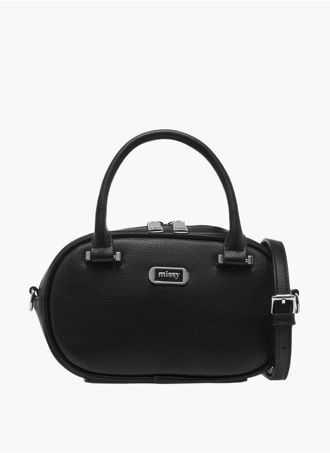 Women Textured Tote Bag with Zip Closure and Adjustable Strap