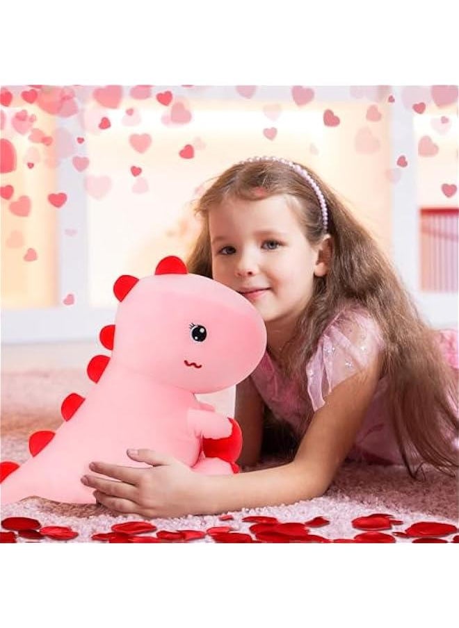 Pink Dinosaur Plush Toy 12 Inch Dinosaur Stuffed Animal Cute Dino Plush with Love Heart