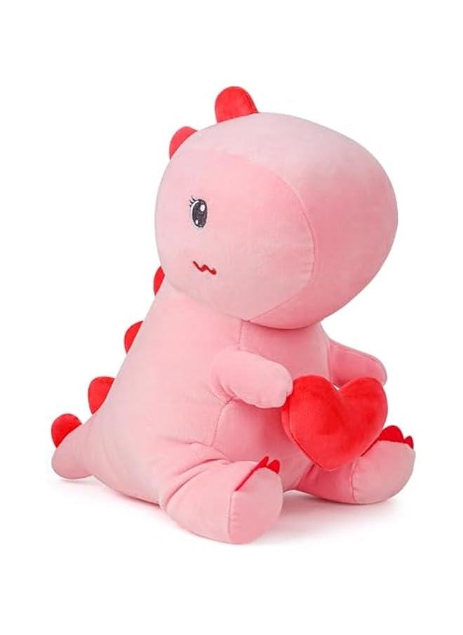 Pink Dinosaur Plush Toy 12 Inch Dinosaur Stuffed Animal Cute Dino Plush with Love Heart