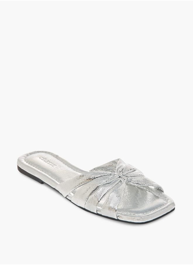 Women's Metallic Slip-On Flat Sandals