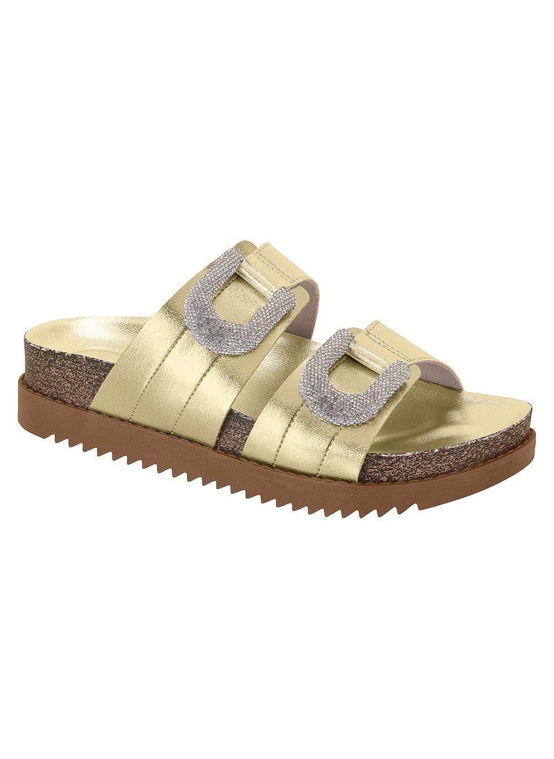 Moleca Ladies Flat Sandals Gold | Made In Brazil
