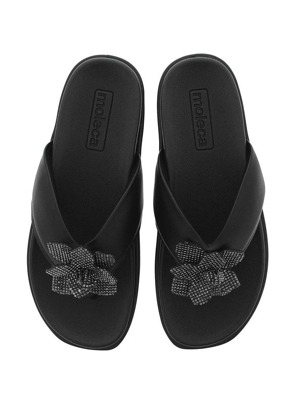 Moleca Ladies Flat Sandals Black | Made In Brazil