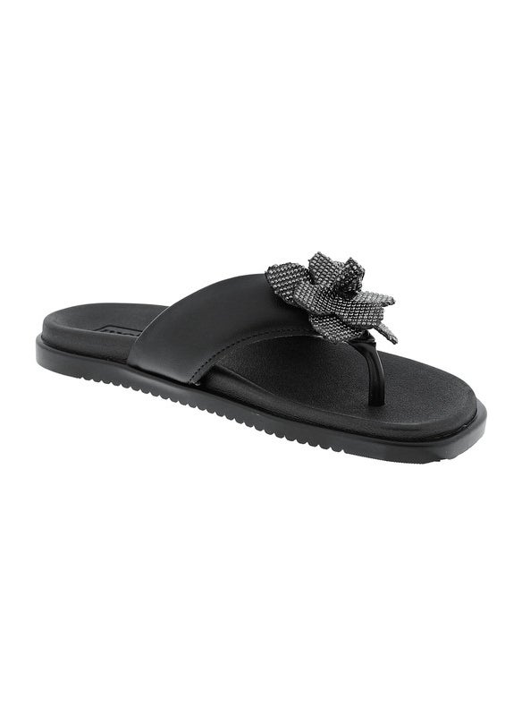 Moleca Ladies Flat Sandals Black | Made In Brazil