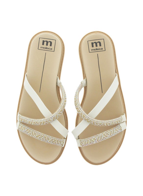Moleca Ladies Flat Sandals Off White | Made In Brazil