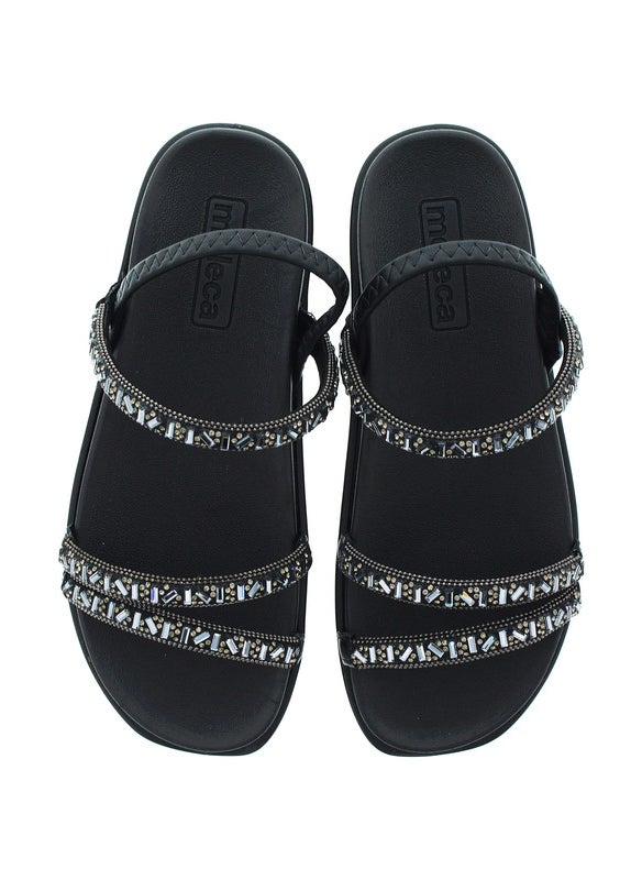 Moleca Ladies Sandals With Back Strap Black | Made In Brazil