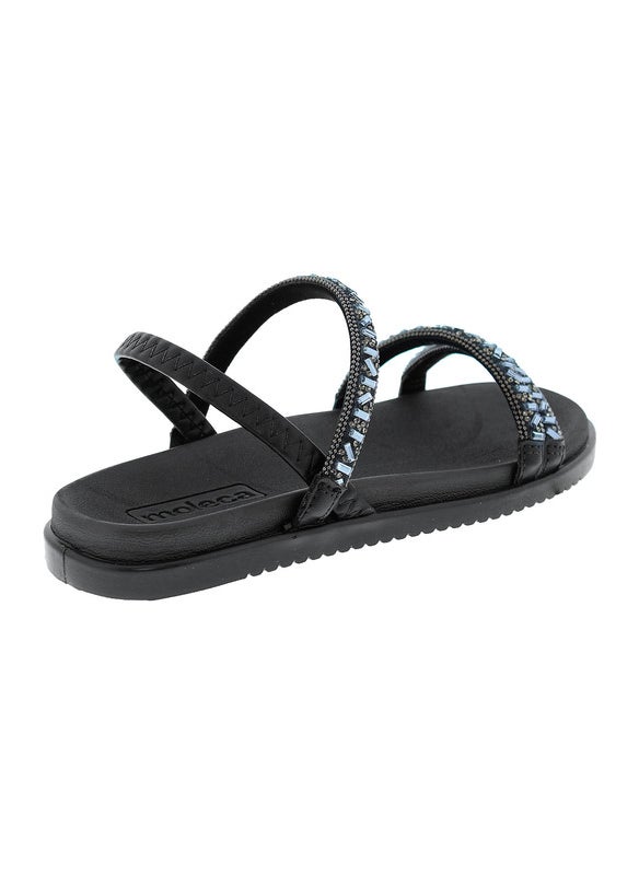 Moleca Ladies Sandals With Back Strap Black | Made In Brazil