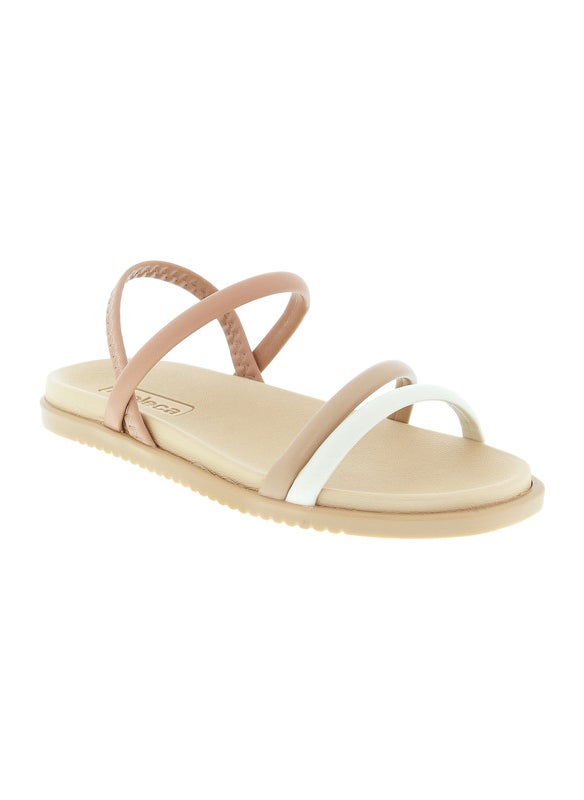 Moleca Ladies Sandals With Back Strap Nude | Made In Brazil