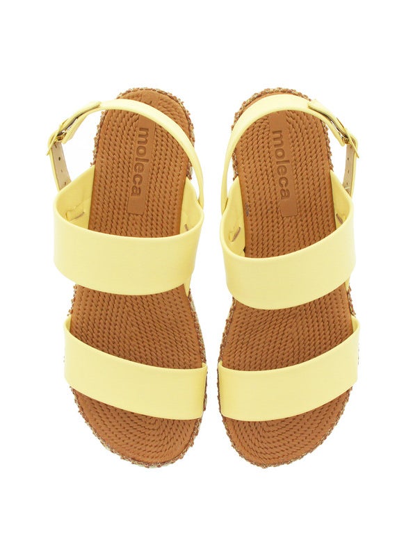 Moleca Ladies Sandals With Back Strap Yellow | Made In Brazil