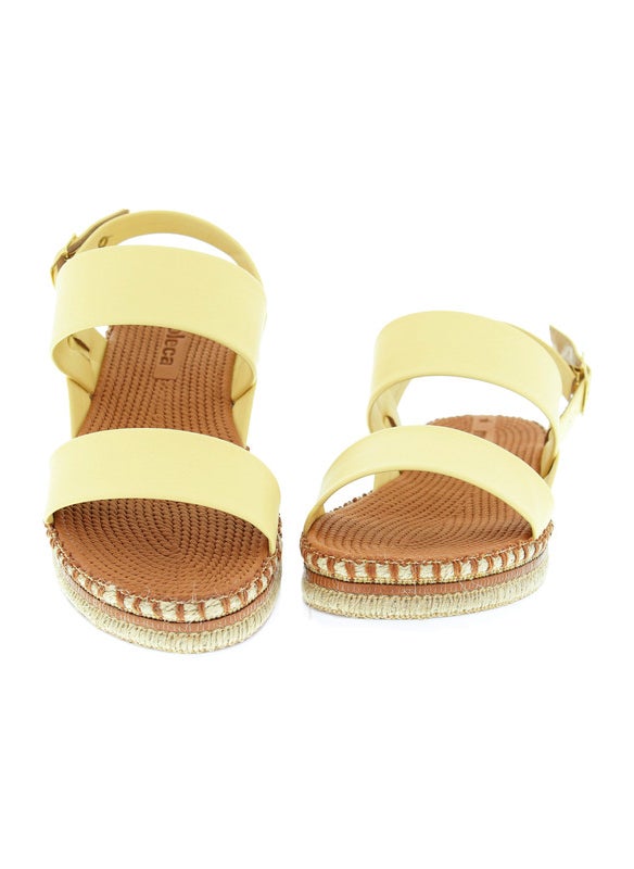 Moleca Ladies Sandals With Back Strap Yellow | Made In Brazil