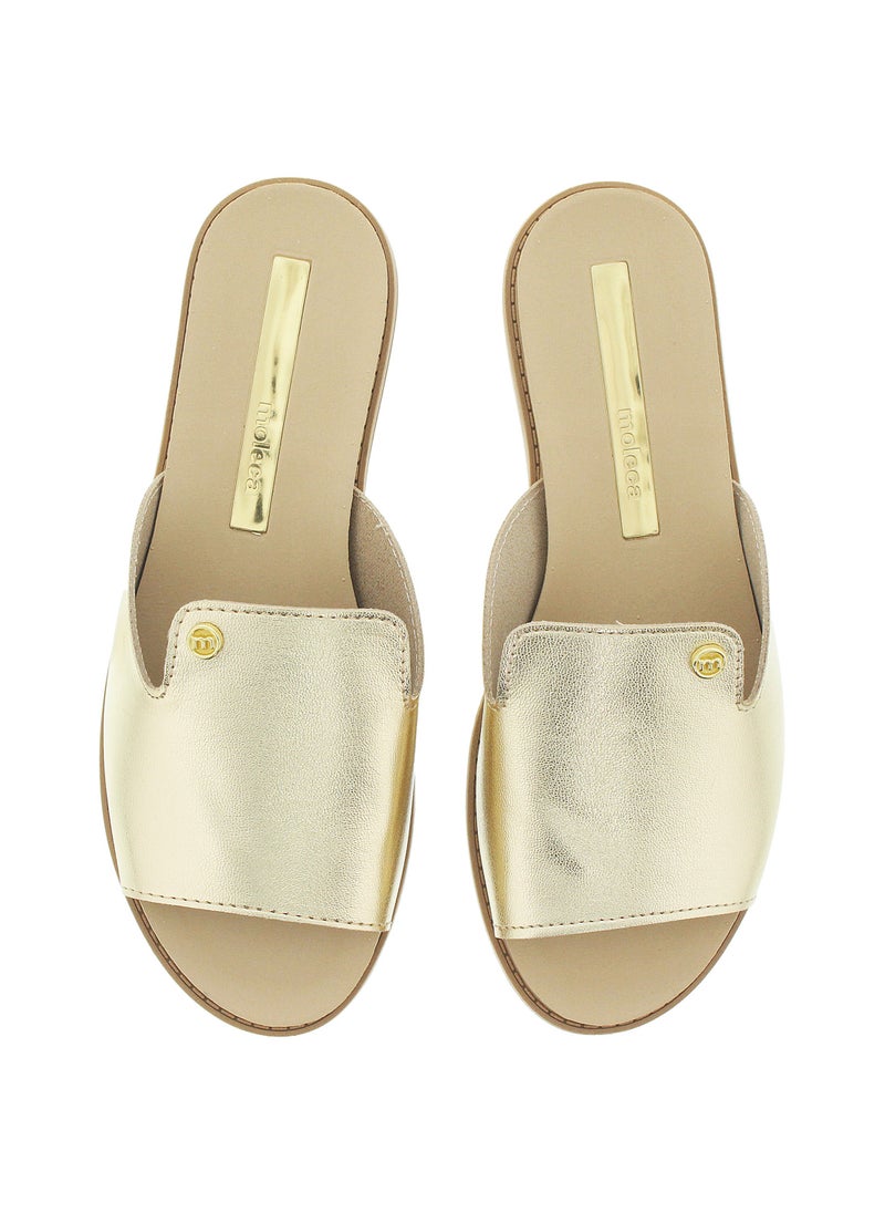 Moleca Ladies Flat Sandals Gold | Made In Brazil