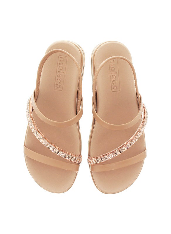 Moleca Ladies Sandals With Back Strap Nude | Made In Brazil