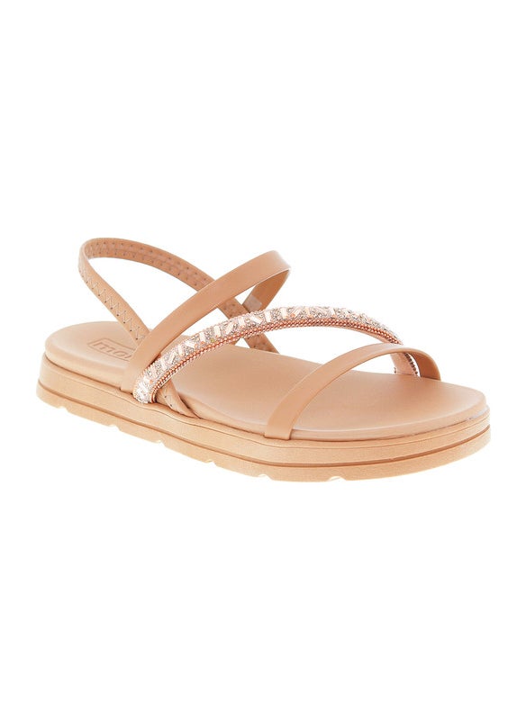 Moleca Ladies Sandals With Back Strap Nude | Made In Brazil