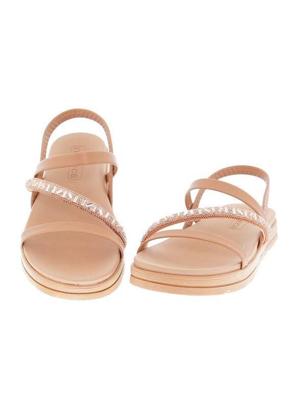 Moleca Ladies Sandals With Back Strap Nude | Made In Brazil