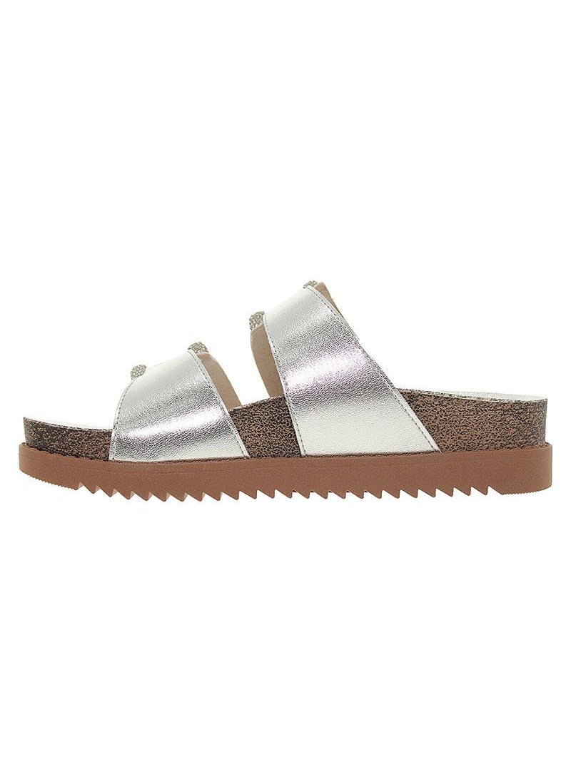 Moleca Ladies Flat Sandals Silver | Made In Brazil