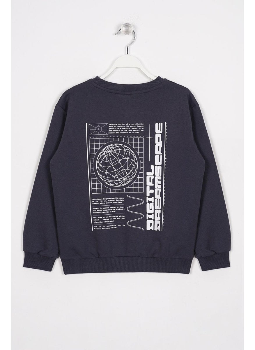 Front Back Digital Print Detailed Smoke Color Boy Sweatshirt