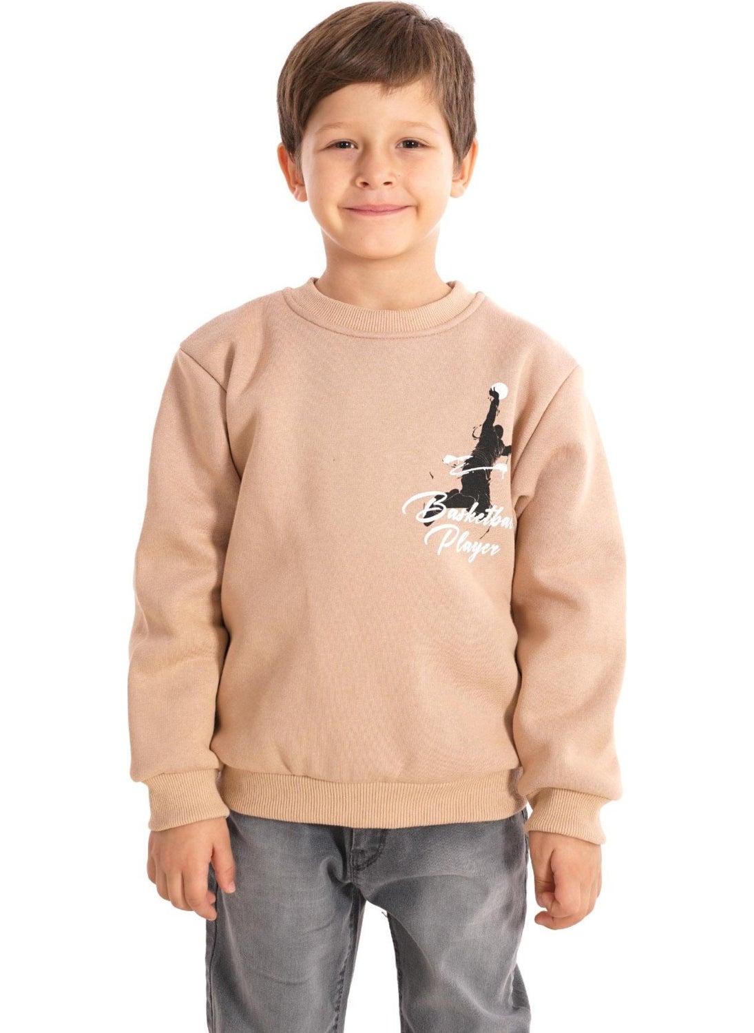 Basketball Printed Mink Color Boy Sweat