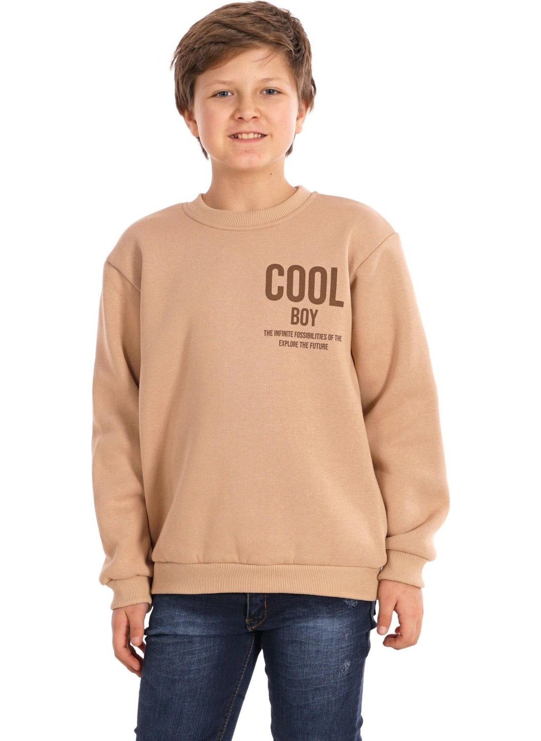 Cool Boy Printed Beige Color Boy Sweater