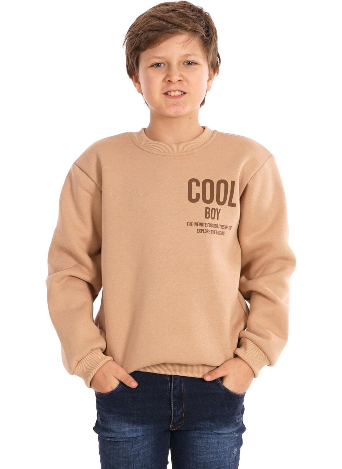 Cool Boy Printed Beige Color Boy Sweater