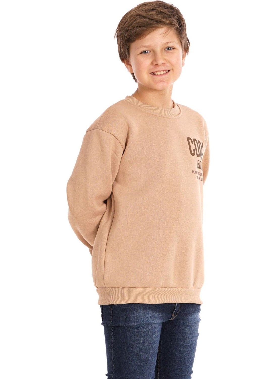 Cool Boy Printed Beige Color Boy Sweater