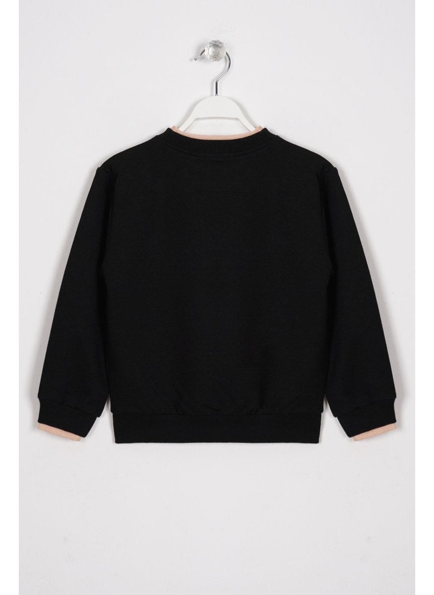 Black Color Boy's Sweatshirt with Camisole Detail on Collar