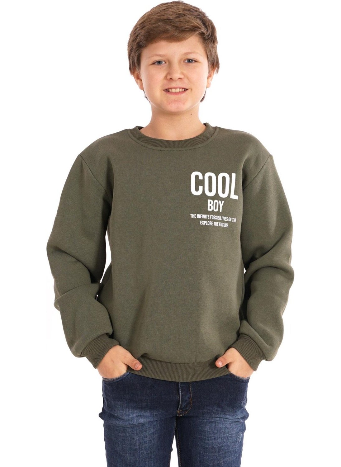 Cool Boy Printed Khaki Color Boy Sweater