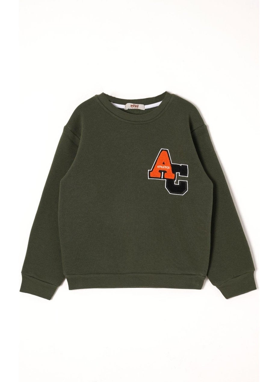 AC Embroidered Khaki Color Boy Sweater