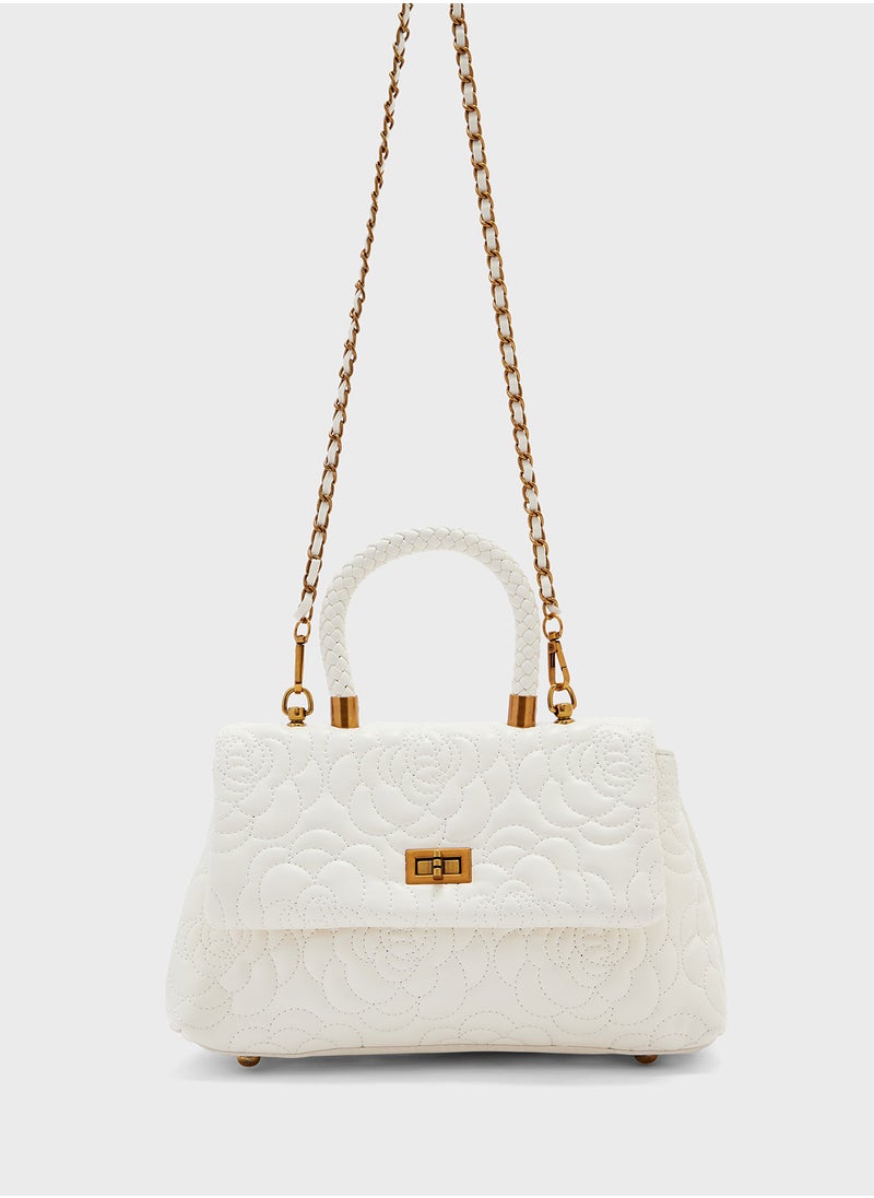 Floral Rose Embroidered Satchel Bag