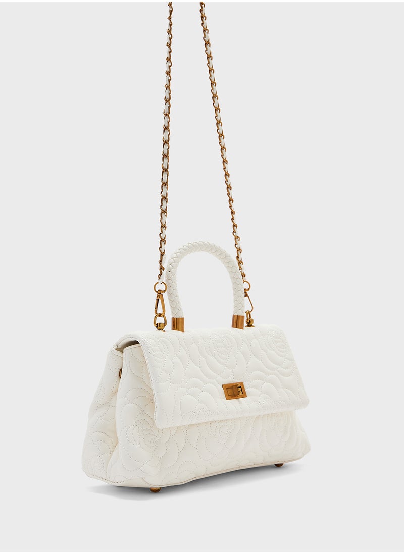 Floral Rose Embroidered Satchel Bag