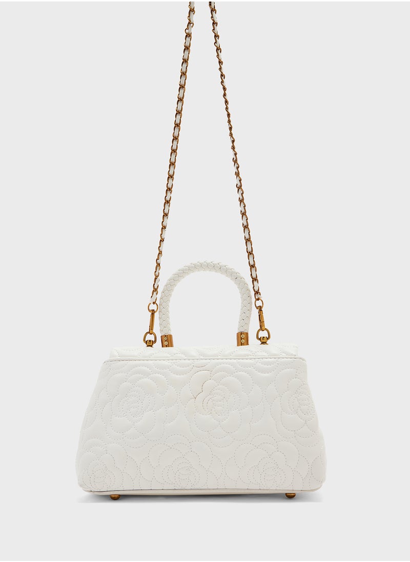 Floral Rose Embroidered Satchel Bag