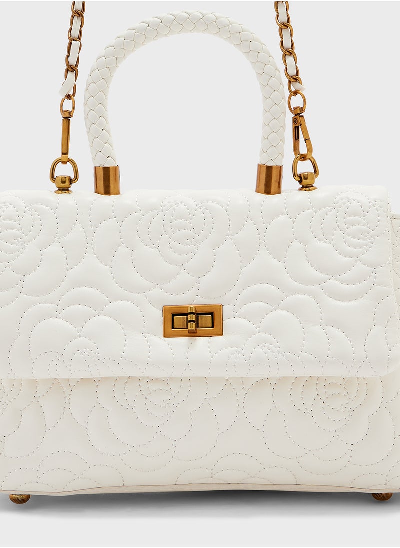 Floral Rose Embroidered Satchel Bag