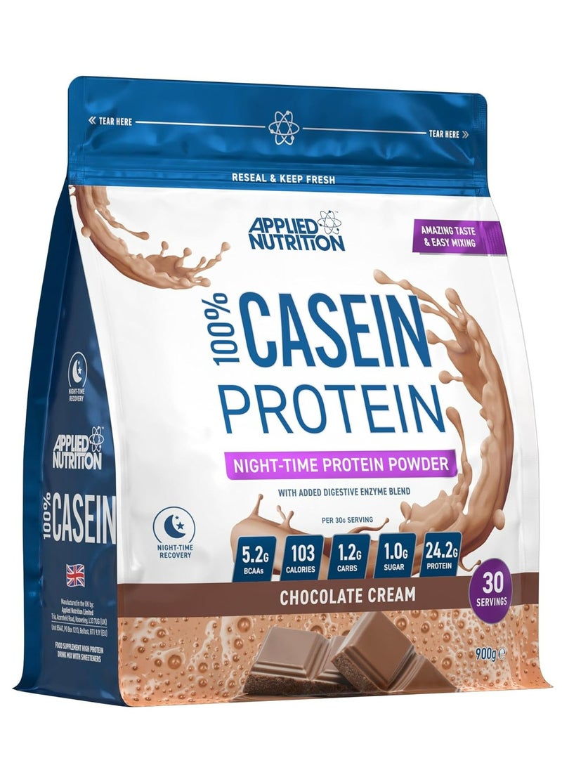 Casein Protein Night-Time protein powder 30 Servings 900 Grams, Chocolate Cream