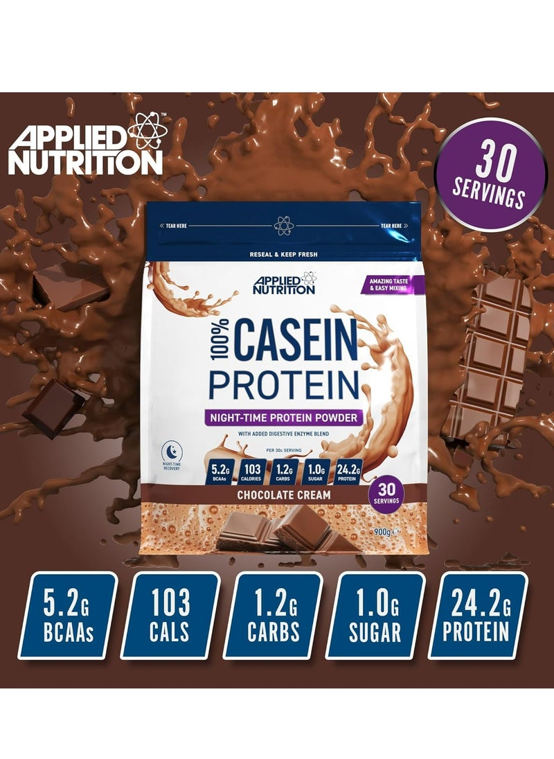 Casein Protein Night-Time protein powder 30 Servings 900 Grams, Chocolate Cream