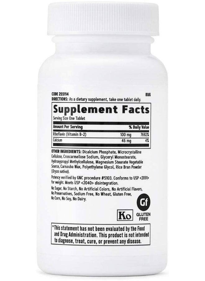 Vitamin B-2 100Mg, 100 Tablets, Metabolizes Fats, Carbohydrates And Proteins