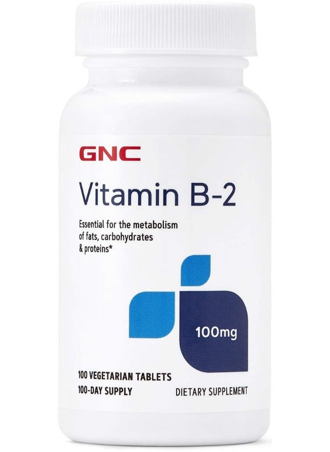 Vitamin B-2 100Mg, 100 Tablets, Metabolizes Fats, Carbohydrates And Proteins