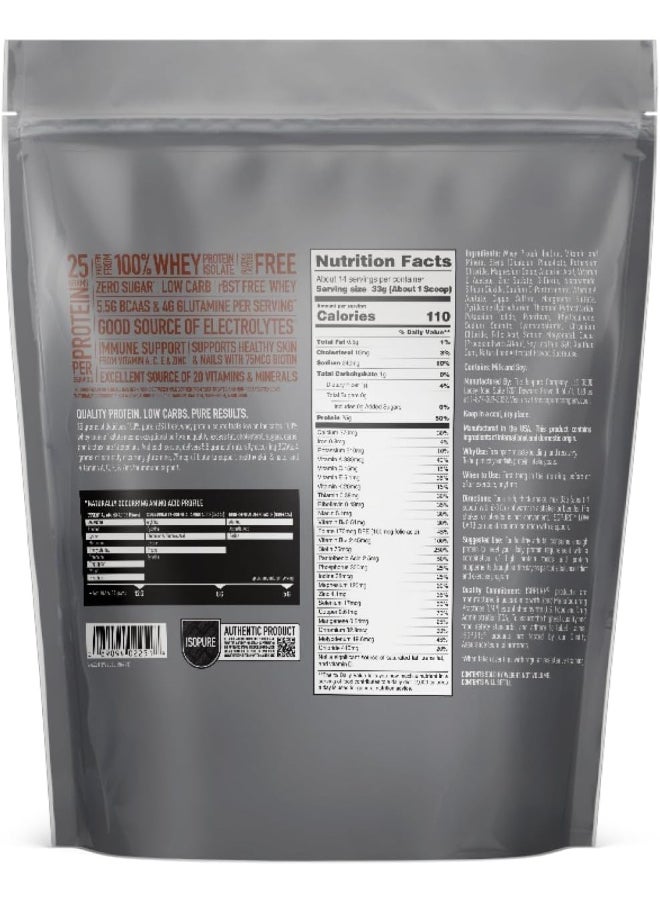 Isopure Low Carb Whey Protein Isolate Powder With Vitamin C And Zinc 1 Lb , 15 Servings 454 G