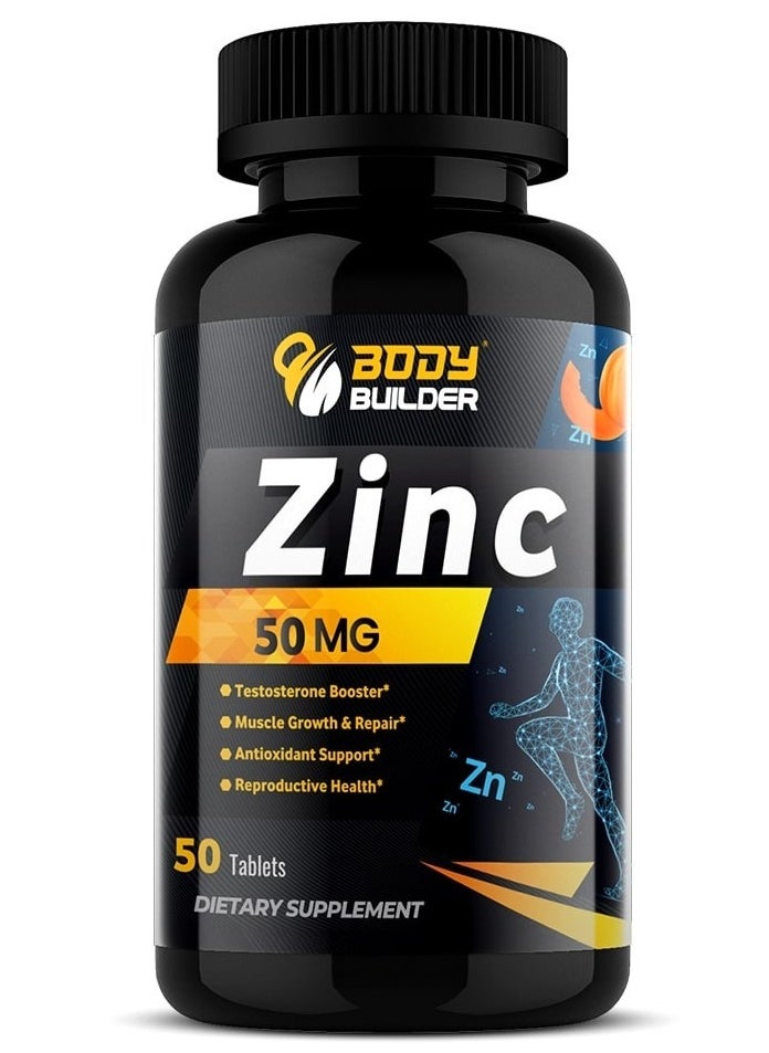 Zinc 50mg – 50 Tablets | Supports Immune Health, Muscle Recovery, and Testosterone Levels | High-Strength Zinc Supplement for Athletes