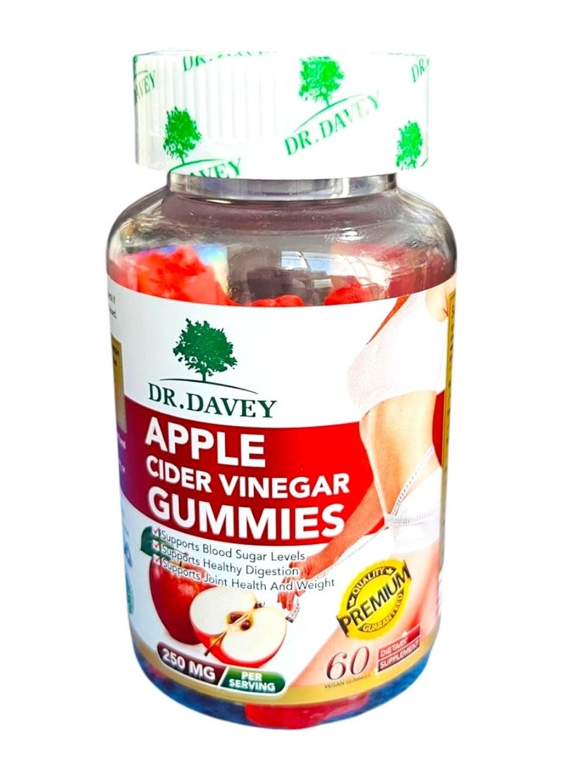 Dr. Davey Apple Cider Vinegar Gummies – Supports Digestion, Weight Management & Blood Sugar Levels – 60 Vegan Gummies