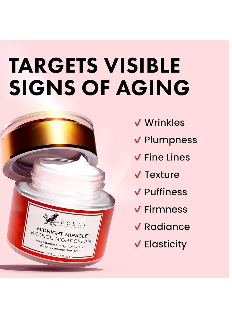 Retinol Night Cream - 2.5% Retinol with 2.5% Hyaluronic Acid - Retinol Face Moisturizer to Boosts Elasticity and Hydration, Firming Anti Wrinkle Cream, Anti Aging Face Cream, Skin Care Facial Cream