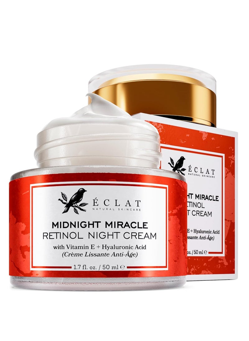 Retinol Night Cream - 2.5% Retinol with 2.5% Hyaluronic Acid - Retinol Face Moisturizer to Boosts Elasticity and Hydration, Firming Anti Wrinkle Cream, Anti Aging Face Cream, Skin Care Facial Cream