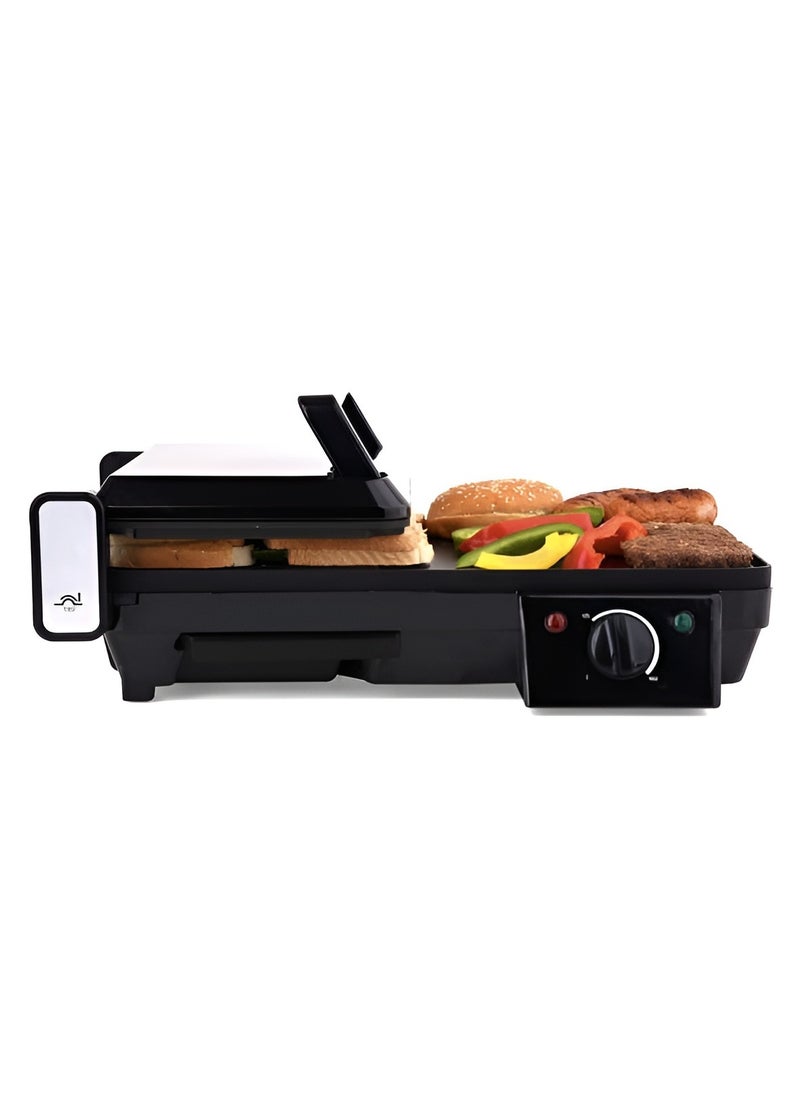 3-in-1 Multifunctional Table Grill, Breakfast Maker, Toaster for Omelette, Grill, Fry with Temperature Control & Press – Versatile Kitchen Appliance for Easy Breakfast