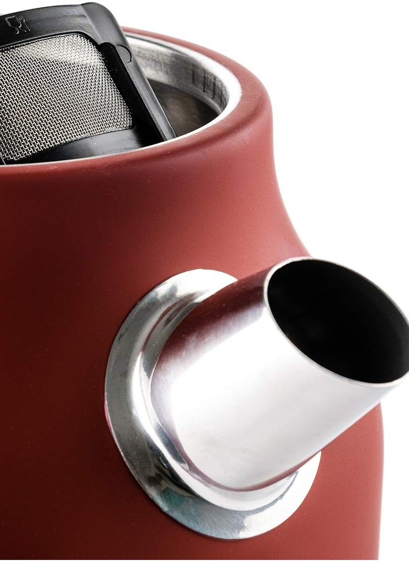Westinghouse Retro Kettle - 1.7 Liter Electric Kettle - Fast Boil - Water Boiler For Hot Drinks - Quiet Boil & Detachable Filter - 2200W Red Kettle